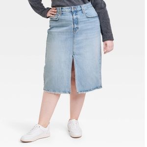 Women's High-Rise Denim Midi Skirt - Universal Thread™ Light Wash 28